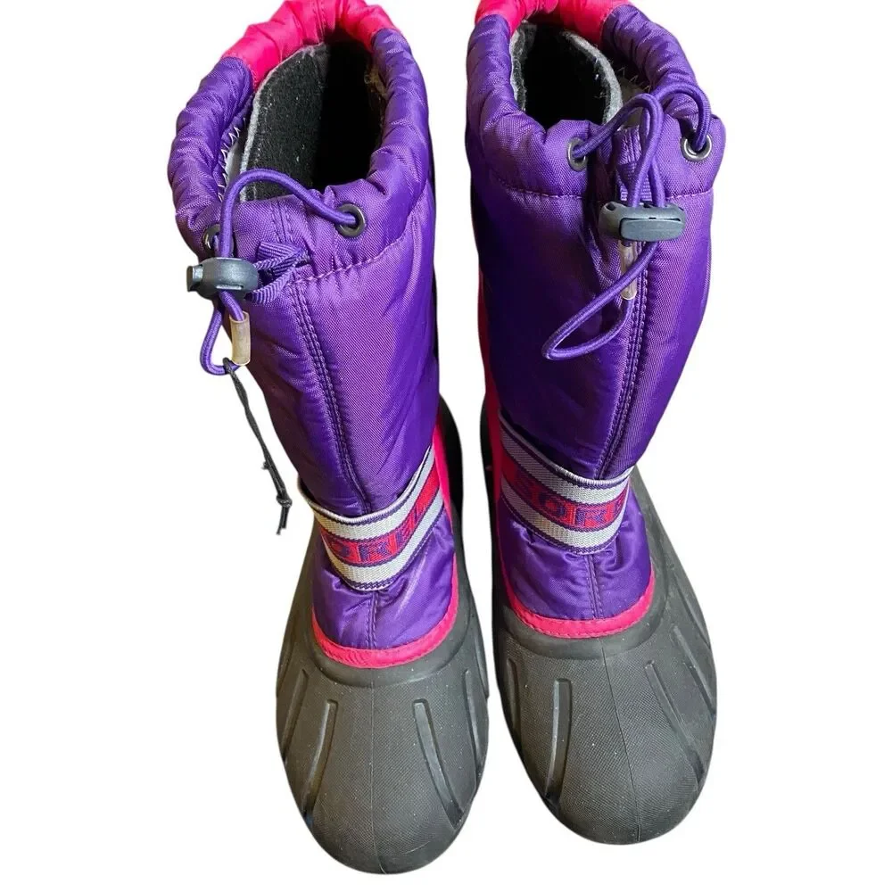 Sorel Flurry Waterproof Winter Snow Boots Pink Purple Girls Youth Size 5